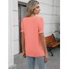 imageWomens Summer Tops Ruffle Short Sleeve V Neck Blouses Dressy Casual Loose Work T ShirtsPink