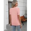 imageWomens Summer Tops Ruffle Short Sleeve V Neck Blouses Dressy Casual Loose Work T ShirtsPink White