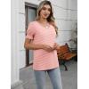 imageWomens Summer Tops Ruffle Short Sleeve V Neck Blouses Dressy Casual Loose Work T ShirtsPink White