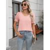 imageWomens Summer Tops Ruffle Short Sleeve V Neck Blouses Dressy Casual Loose Work T ShirtsPink White