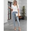 imageWomens Summer Tops Ruffle Short Sleeve V Neck Blouses Dressy Casual Loose Work T ShirtsWhite