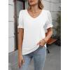 imageWomens Summer Tops Ruffle Short Sleeve V Neck Blouses Dressy Casual Loose Work T ShirtsWhite