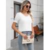imageWomens Summer Tops Ruffle Short Sleeve V Neck Blouses Dressy Casual Loose Work T ShirtsWhite