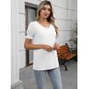 imageWomens Summer Tops Ruffle Short Sleeve V Neck Blouses Dressy Casual Loose Work T ShirtsWhite