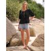 imageWomens Tie Front Peplum Blouses Puff Short Sleeve Crewneck Shirt Cute Y2K Coquette Babydoll Going Out TopsBlack
