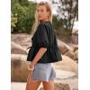 imageWomens Tie Front Peplum Blouses Puff Short Sleeve Crewneck Shirt Cute Y2K Coquette Babydoll Going Out TopsBlack