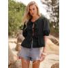 imageWomens Tie Front Peplum Blouses Puff Short Sleeve Crewneck Shirt Cute Y2K Coquette Babydoll Going Out TopsBlack