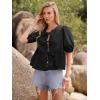 imageWomens Tie Front Peplum Blouses Puff Short Sleeve Crewneck Shirt Cute Y2K Coquette Babydoll Going Out TopsBlack