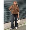 imageWomens Tie Front Peplum Blouses Puff Short Sleeve Crewneck Shirt Cute Y2K Coquette Babydoll Going Out TopsBrown
