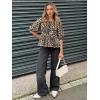 imageWomens Tie Front Peplum Blouses Puff Short Sleeve Crewneck Shirt Cute Y2K Coquette Babydoll Going Out TopsLeopard