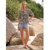 imageWomens Tie Front Peplum Blouses Puff Short Sleeve Crewneck Shirt Cute Y2K Coquette Babydoll Going Out TopsLeopard