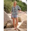 imageWomens Tie Front Peplum Blouses Puff Short Sleeve Crewneck Shirt Cute Y2K Coquette Babydoll Going Out TopsPlaid