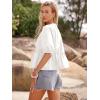imageWomens Tie Front Peplum Blouses Puff Short Sleeve Crewneck Shirt Cute Y2K Coquette Babydoll Going Out TopsWhite