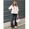 imageWomens Tie Front Peplum Blouses Puff Short Sleeve Crewneck Shirt Cute Y2K Coquette Babydoll Going Out TopsWhite