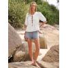 imageWomens Tie Front Peplum Blouses Puff Short Sleeve Crewneck Shirt Cute Y2K Coquette Babydoll Going Out TopsWhite