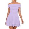 imageKaximil Womens Off The Shoulder Mini Dress Ruffle Hem Ruched Corset Short Cocktail Party DressesPurple