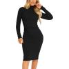 imageKaximil Womens Ribbed Basic Casual Midi Dress Long Sleeve Bodycon Ruched Club DressesBlack