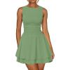 imageKaximil Womens Ruffle Hem Boat Neck Mini Dress Sleeveless Ruched Corset Short Party DressesPea Green
