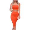 imageKaximil Womens Sexy Bodycon Midi Club Dresses Basic Casual 2 Piece Outfits Crop Top Skirt SetOrange
