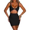 imageKaximil Womens Sexy Bodycon Sleeveless Cut Out Ruched Tank Mini Club Party DressesBlack