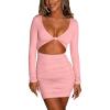 imageKaximil Womens Sexy Bodycon Sleeveless Cut Out Ruched Tank Mini Club Party DressesZpink