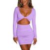 imageKaximil Womens Sexy Bodycon Sleeveless Cut Out Ruched Tank Mini Club Party DressesZpurple