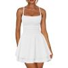 imageKaximil Womens Sexy Ruffle Mini Dress Spaghetti Strap Ruched Corset Party Club Short DressesWhite