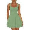 imageKaximil Womens Sexy Square Neck Sleeveless Mini Dress Ruched Ruffle Hem Corset Party DressesPea Green