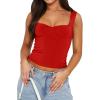 imageKaximil Womens Sleeveless Crop Tank Top Double Lined Sweetheart Neck Y2K Going Out TopsRed
