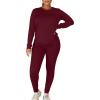 imageKaximil Womens Workout Tracksuit 2 Piece Outfits Long Sleeve Top Legging Jogger Pants SetWine Red
