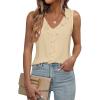imageWomens Dressy Casual Blouses Sleeveless V Neck Ruffle Tank Tops 2025 Trendy Summer Ladies Business Work ShirtsBeige