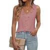 imageWomens Dressy Casual Blouses Sleeveless V Neck Ruffle Tank Tops 2025 Trendy Summer Ladies Business Work ShirtsPink