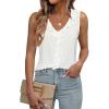 imageWomens Dressy Casual Blouses Sleeveless V Neck Ruffle Tank Tops 2025 Trendy Summer Ladies Business Work ShirtsWhite