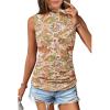imageWomens Mesh Floral Tank Tops Sleeveless Mock Neck Sexy Going Out Shirts 2025 Trendy Summer Casual OutfitsFloral Multi