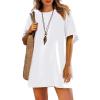 imageWomens Oversized T Shirt Dress Short Sleeve Crewneck Tunic Tops Basic Summer Casual Mini Short Dresses with PocketsWhite