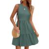 imageWomens Sleeveless Summer Mini Dress Tank Flowy Tiered Short A Line Sundresses Beach Vacation Dresses with PocketsOlive Green