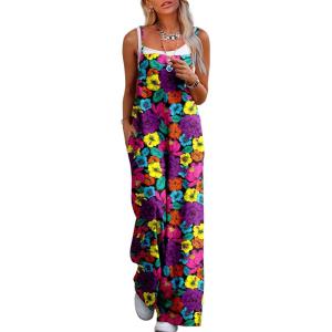 imageJumpsuits for Women 2025 Summer Rompers Boho Floral Overalls Casual Wide Leg Long Pant One Piece Vacation OutfitsMulti