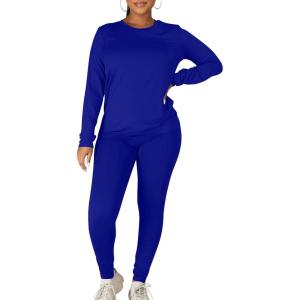 imageKaximil Womens Workout Tracksuit 2 Piece Outfits Long Sleeve Top Legging Jogger Pants SetRoyal Blue