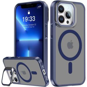 imageUpgraded Magnetic for iPhone 15 Pro Max Case with Builtin KickstandScreen Protector IncludedWireless Charging Compatible21ft Drop TestedSlim Fit Translucent Matte Acrylic  BlueBlue w Camera Cover
