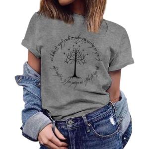 imageWomens Short Sleeve T Shirts Graphic Tees Crewneck Casual Loose 2025 Summer Boho TopsTree 1