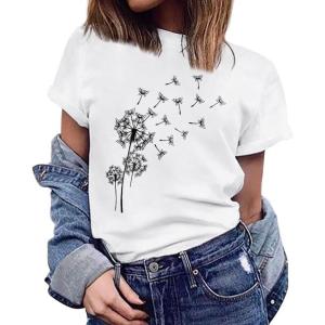 imageWomens Short Sleeve T Shirts Graphic Tees Crewneck Casual Loose 2025 Summer Boho TopsTree