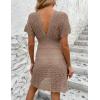 imageKaximil Womens Crochet Bathing Suit Cover up Short Sleeve Beach Dress Swimsuit Coverup SwimwearKhaki