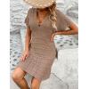 imageKaximil Womens Crochet Bathing Suit Cover up Short Sleeve Beach Dress Swimsuit Coverup SwimwearKhaki