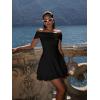 imageKaximil Womens Off The Shoulder Mini Dress Ruffle Hem Ruched Corset Short Cocktail Party Dresses Large Black