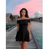 imageKaximil Womens Off The Shoulder Mini Dress Ruffle Hem Ruched Corset Short Cocktail Party Dresses Large Black