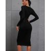 imageKaximil Womens Sexy Bodycon Ruched Long Sleeve Basic Midi Club Party Pencil DressesBlack