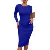 imageKaximil Womens Sexy Bodycon Ruched Long Sleeve Basic Midi Club Party Pencil DressesRoyal Blue