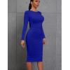 imageKaximil Womens Sexy Bodycon Ruched Long Sleeve Basic Midi Club Party Pencil DressesRoyal Blue