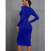 imageKaximil Womens Sexy Bodycon Ruched Long Sleeve Basic Midi Club Party Pencil DressesRoyal Blue