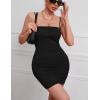 imageKaximil Womens Sexy Bodycon Spaghetti Strap Ruched Mini Club DressesBlack